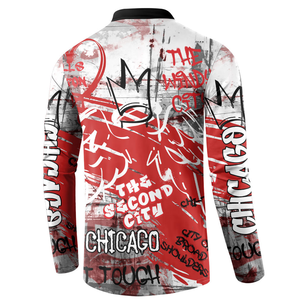 Personalized Chicago City Skyline Button Sweatshirt Urban Graffiti Street Art - Second City Windy City