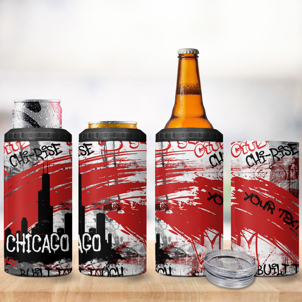 Personalized Chicago City Skyline 4 in 1 Can Cooler Tumbler Urban Graffiti Street Art - Second City Windy City