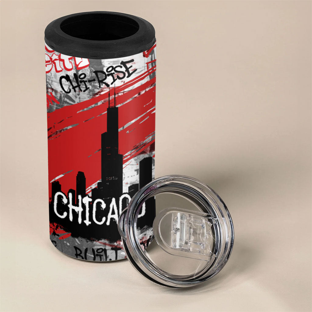 Personalized Chicago City Skyline 4 in 1 Can Cooler Tumbler Urban Graffiti Street Art - Second City Windy City
