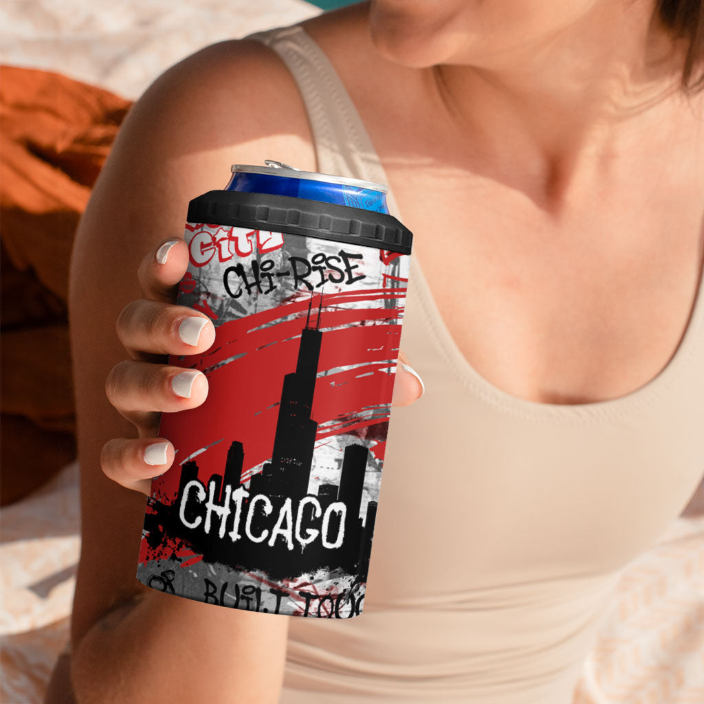 Personalized Chicago City Skyline 4 in 1 Can Cooler Tumbler Urban Graffiti Street Art - Second City Windy City