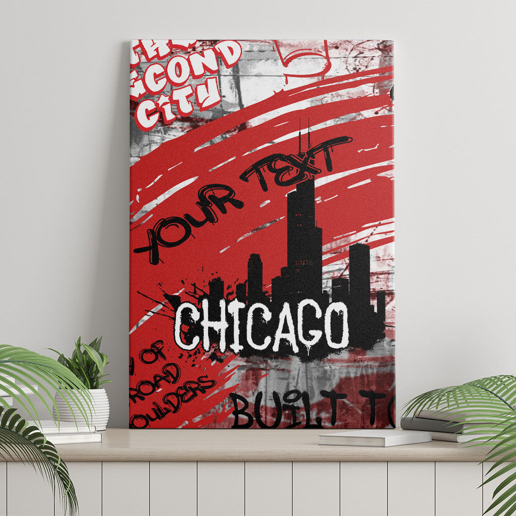 Personalized Chicago City Skyline Canvas Wall Art Urban Graffiti Street Art - Second City Windy City