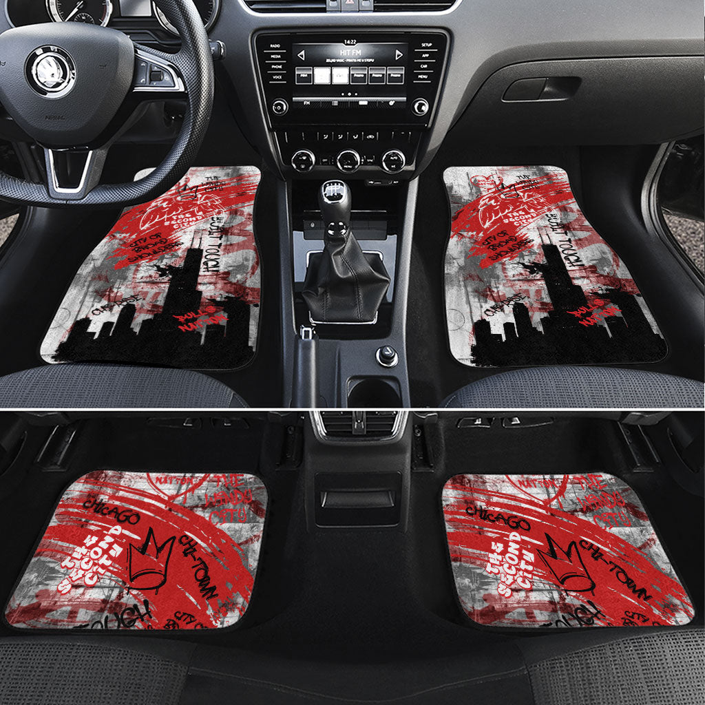 Chicago City Skyline Car Mats Urban Graffiti Street Art - Second City Windy City