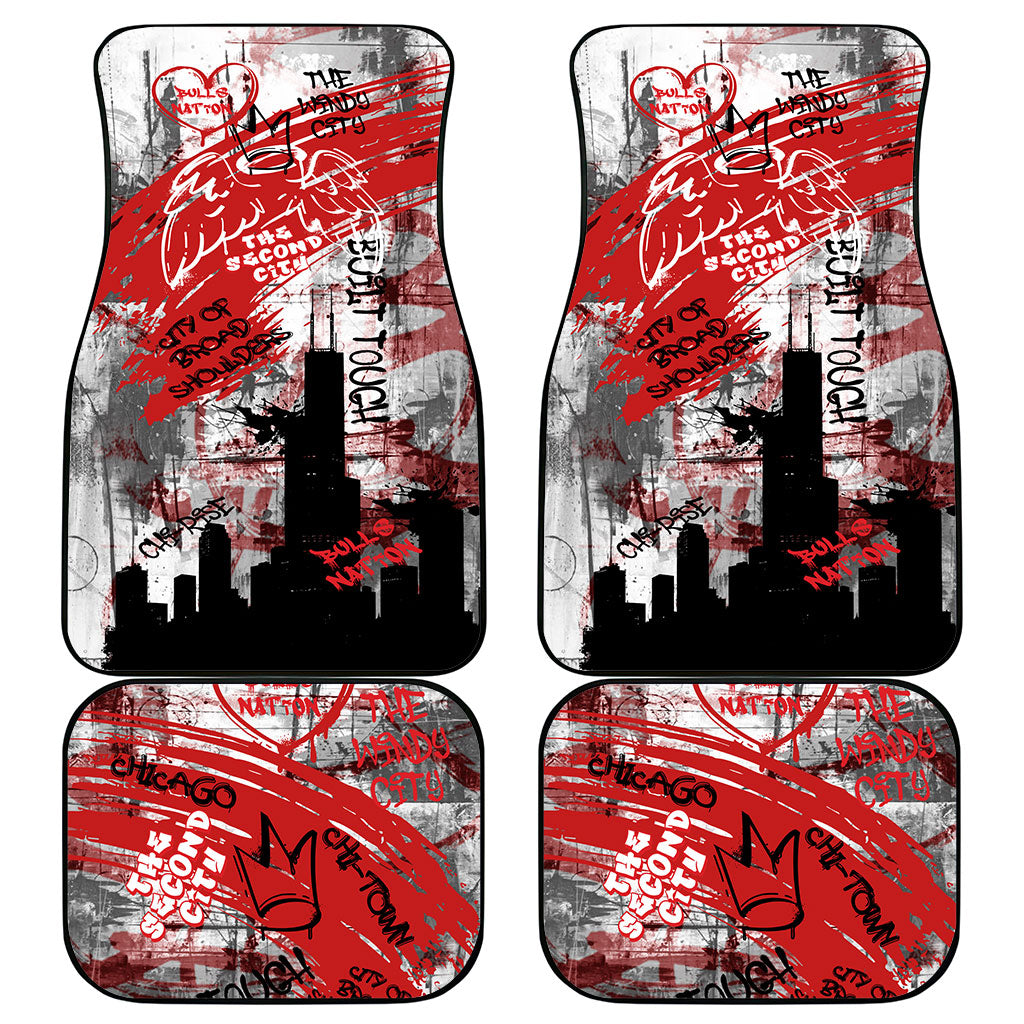 Chicago City Skyline Car Mats Urban Graffiti Street Art - Second City Windy City