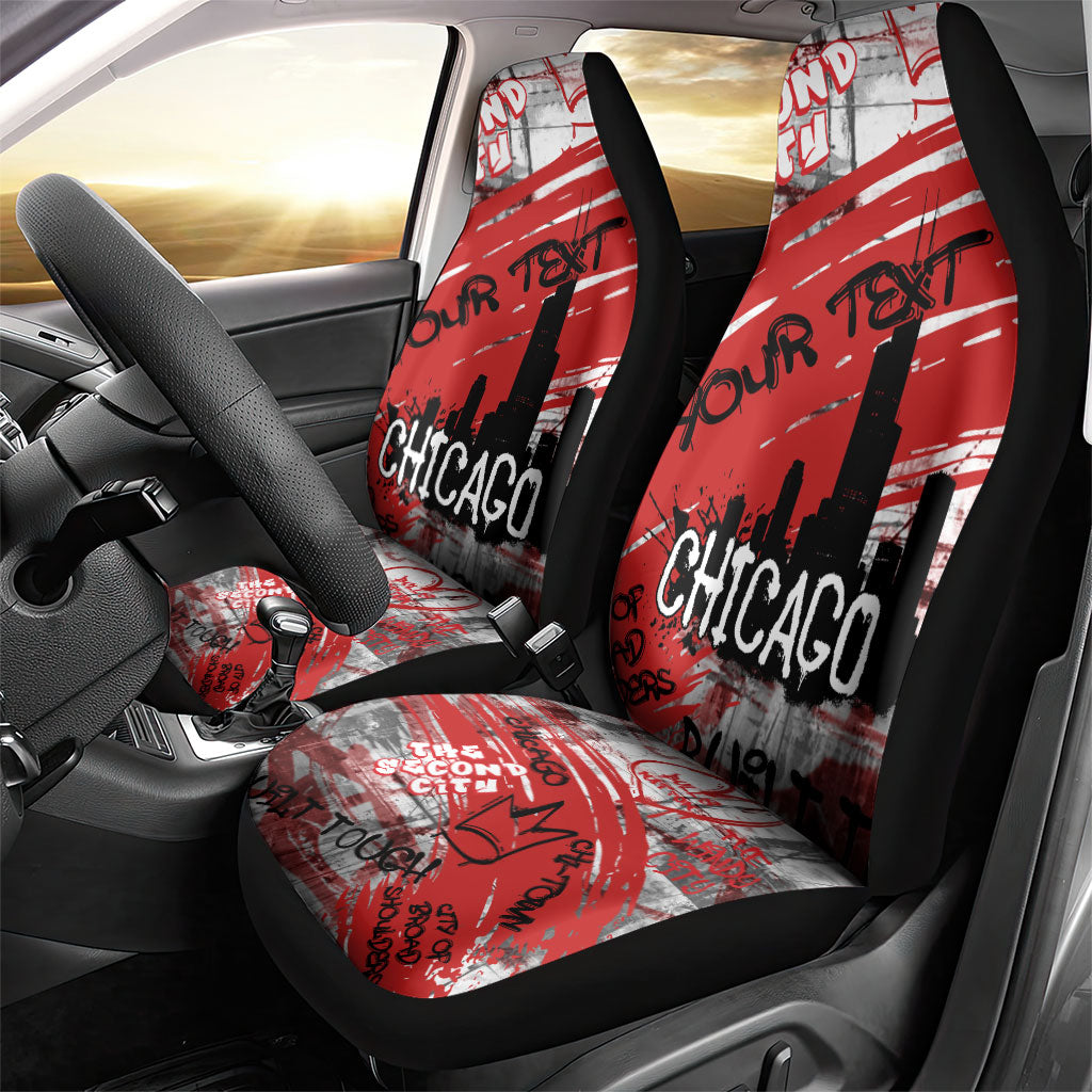 Personalized Chicago City Skyline Car Seat Cover Urban Graffiti Street Art - Second City Windy City
