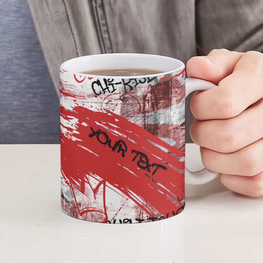 Personalized Chicago City Skyline Ceramic Mug Urban Graffiti Street Art - Second City Windy City
