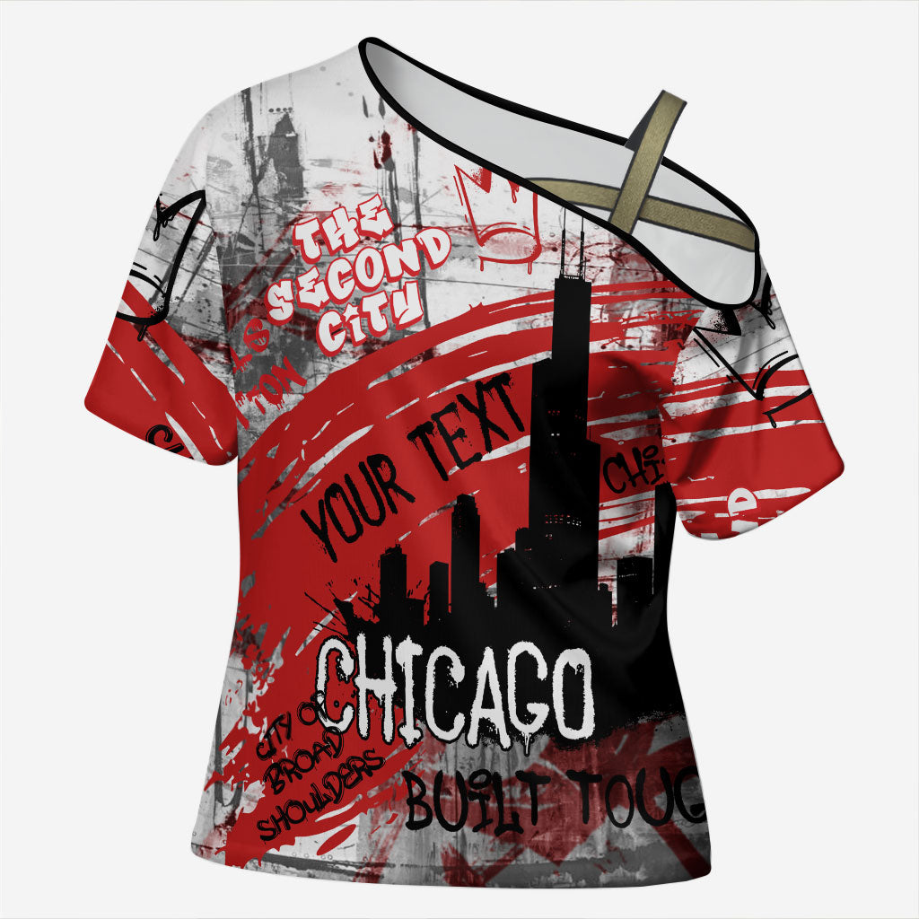 Personalized Chicago City Skyline Cross Shoulder Shirt Urban Graffiti Street Art - Second City Windy City