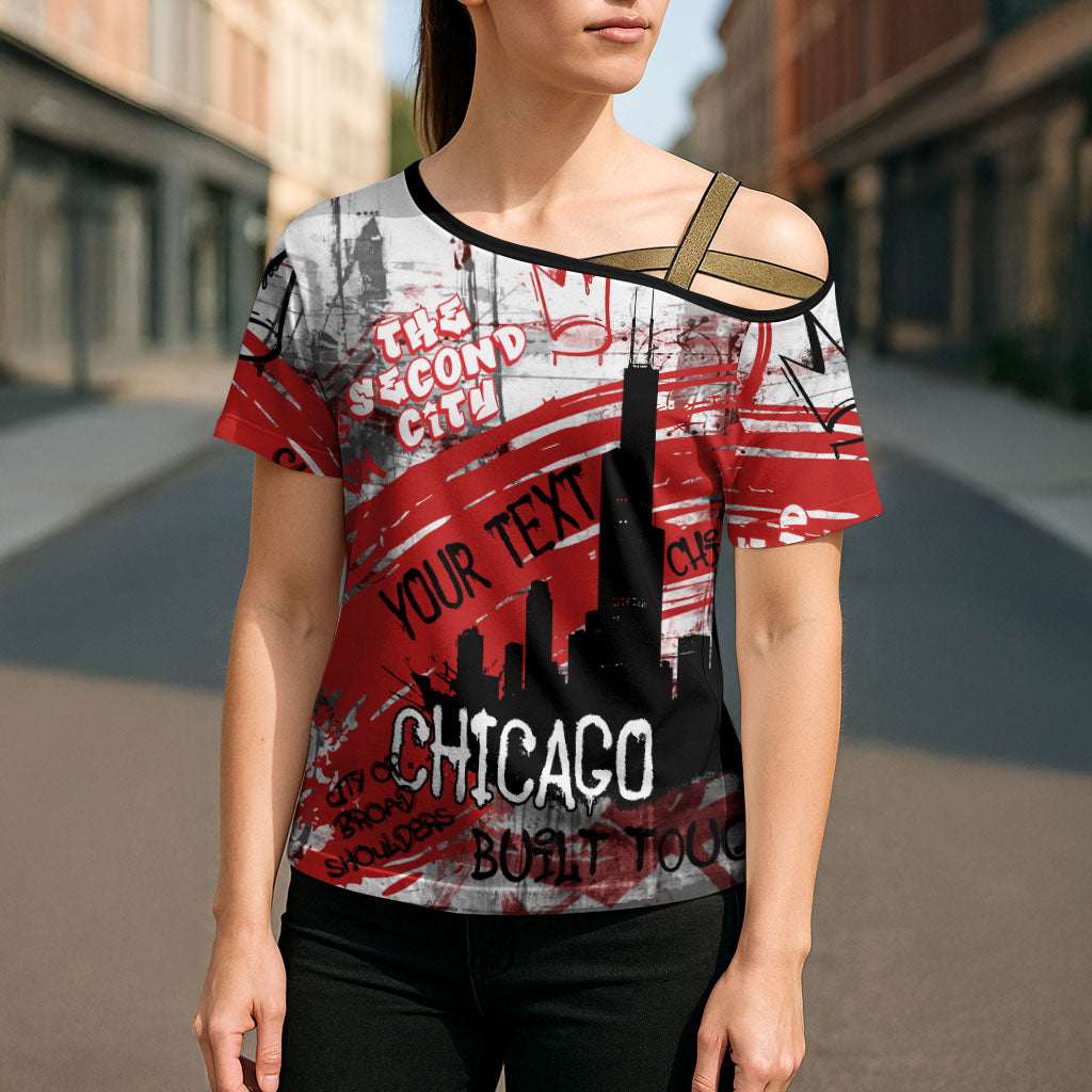 Personalized Chicago City Skyline Cross Shoulder Shirt Urban Graffiti Street Art - Second City Windy City
