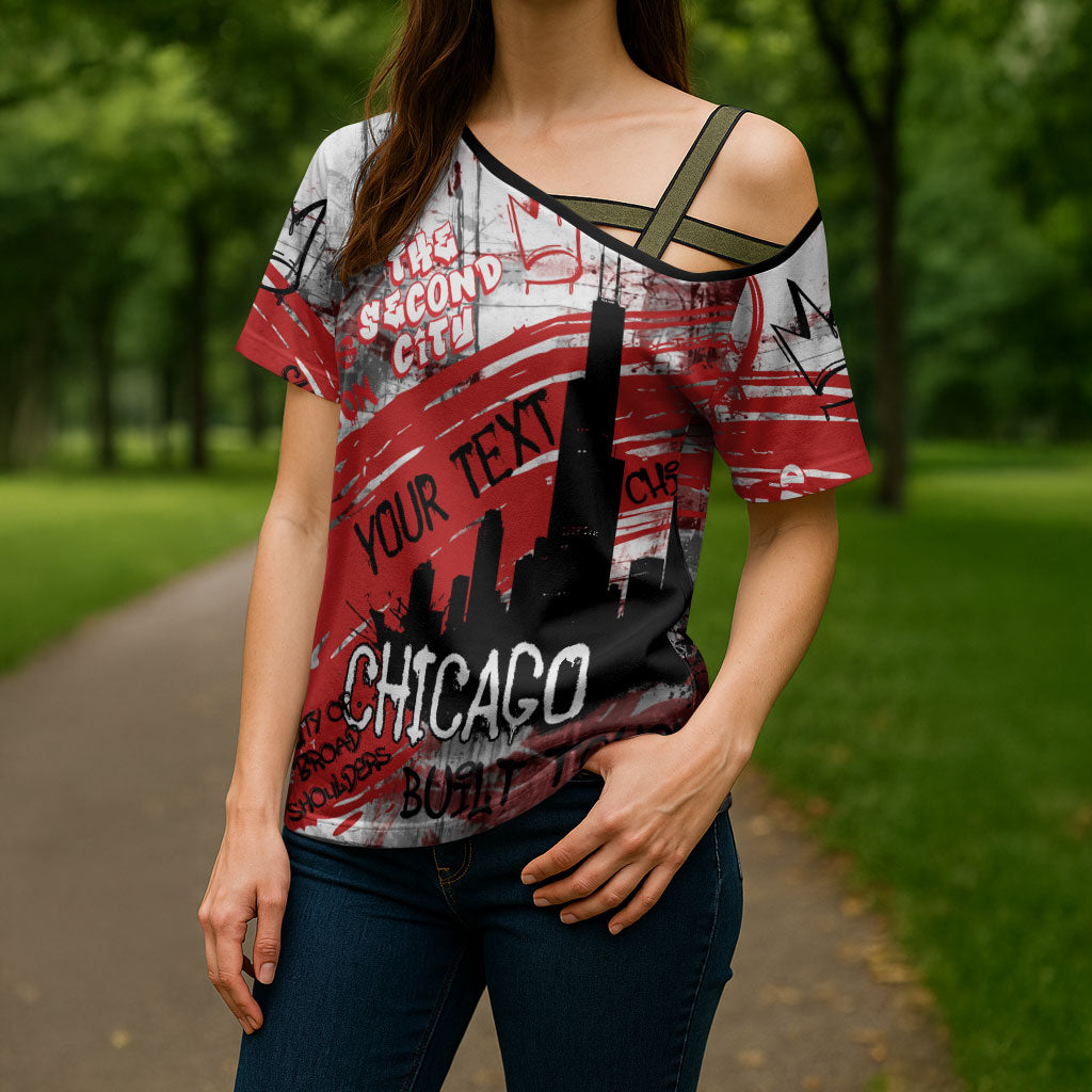 Personalized Chicago City Skyline Cross Shoulder Shirt Urban Graffiti Street Art - Second City Windy City