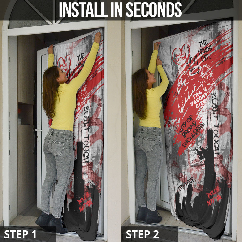 Chicago City Skyline Door Cover Urban Graffiti Street Art - Second City Windy City