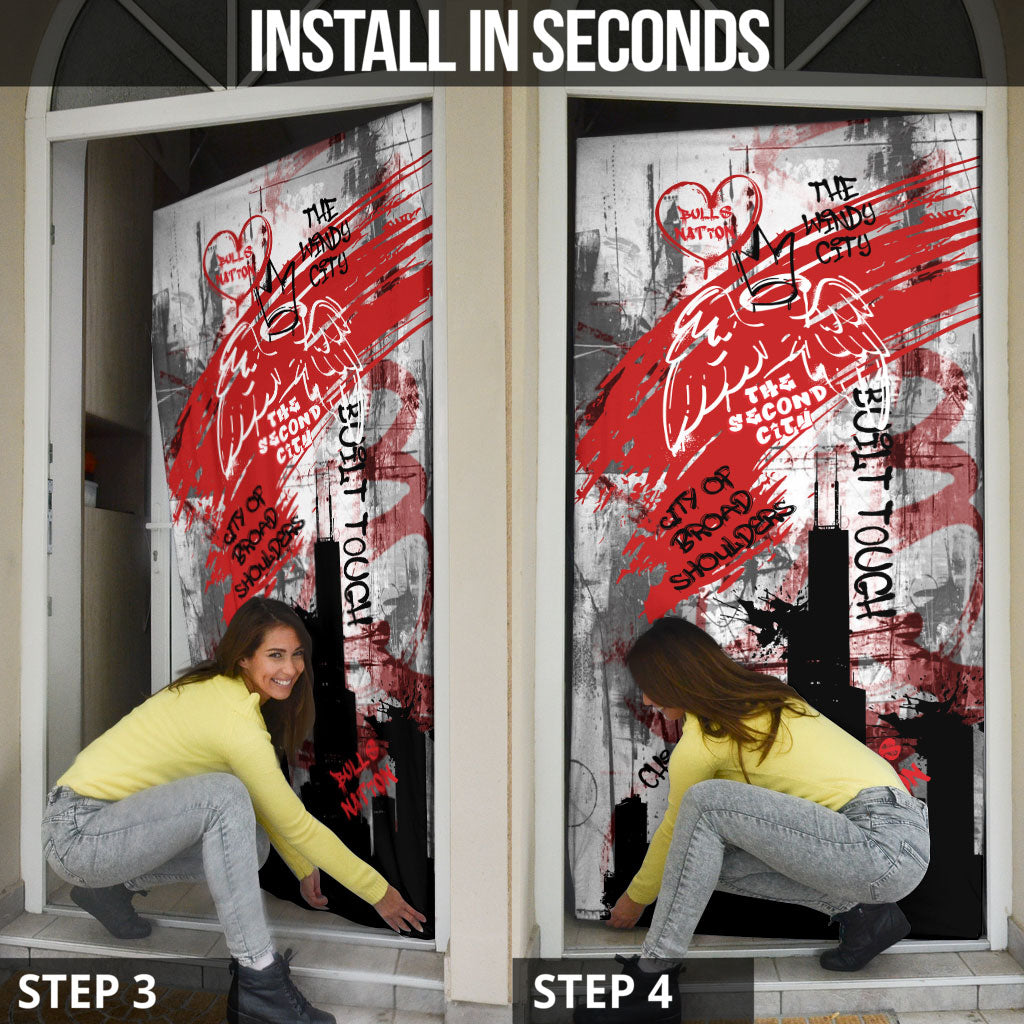 Chicago City Skyline Door Cover Urban Graffiti Street Art - Second City Windy City
