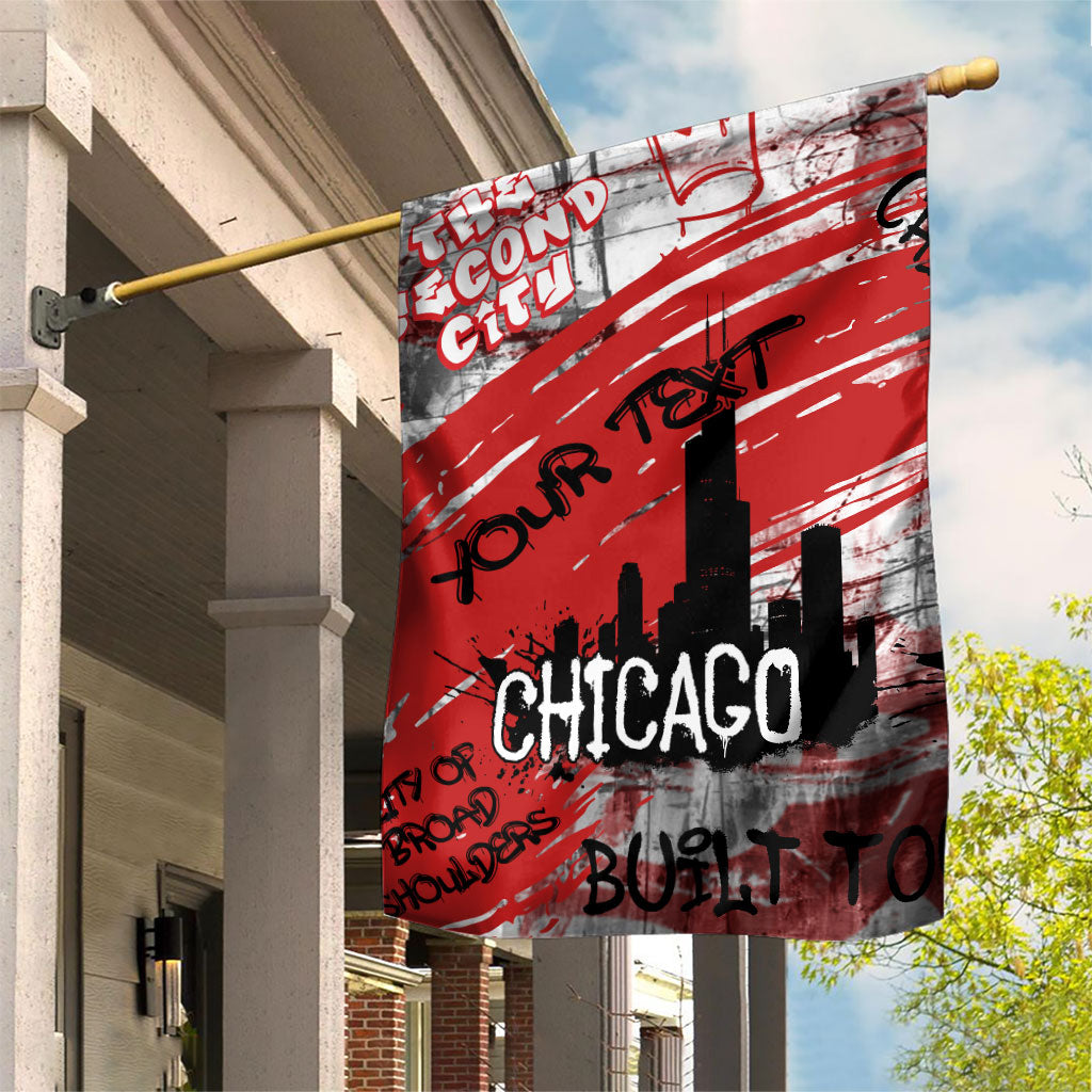 Personalized Chicago City Skyline Garden Flag Urban Graffiti Street Art - Second City Windy City