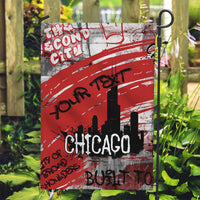 Personalized Chicago City Skyline Garden Flag Urban Graffiti Street Art - Second City Windy City