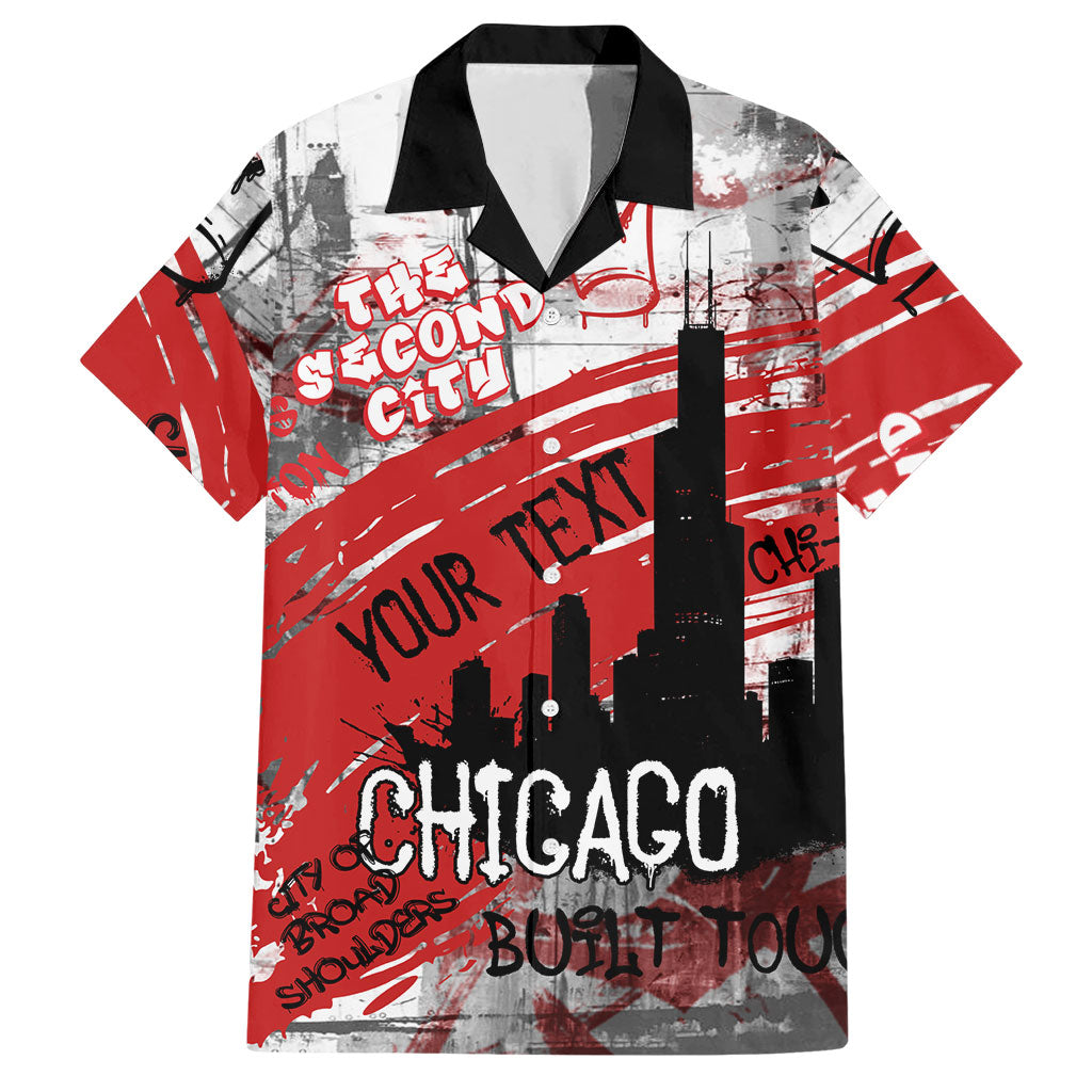 Personalized Chicago City Skyline Hawaiian Shirt Urban Graffiti Street Art - Second City Windy City