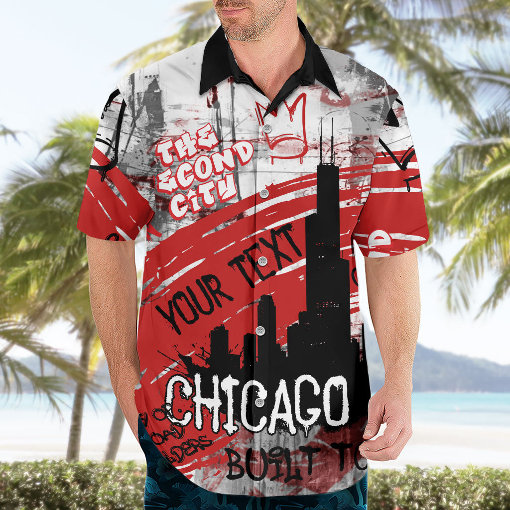 Personalized Chicago City Skyline Hawaiian Shirt Urban Graffiti Street Art - Second City Windy City