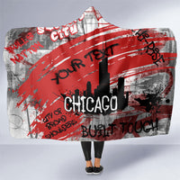 Personalized Chicago City Skyline Hooded Blanket Urban Graffiti Street Art - Second City Windy City