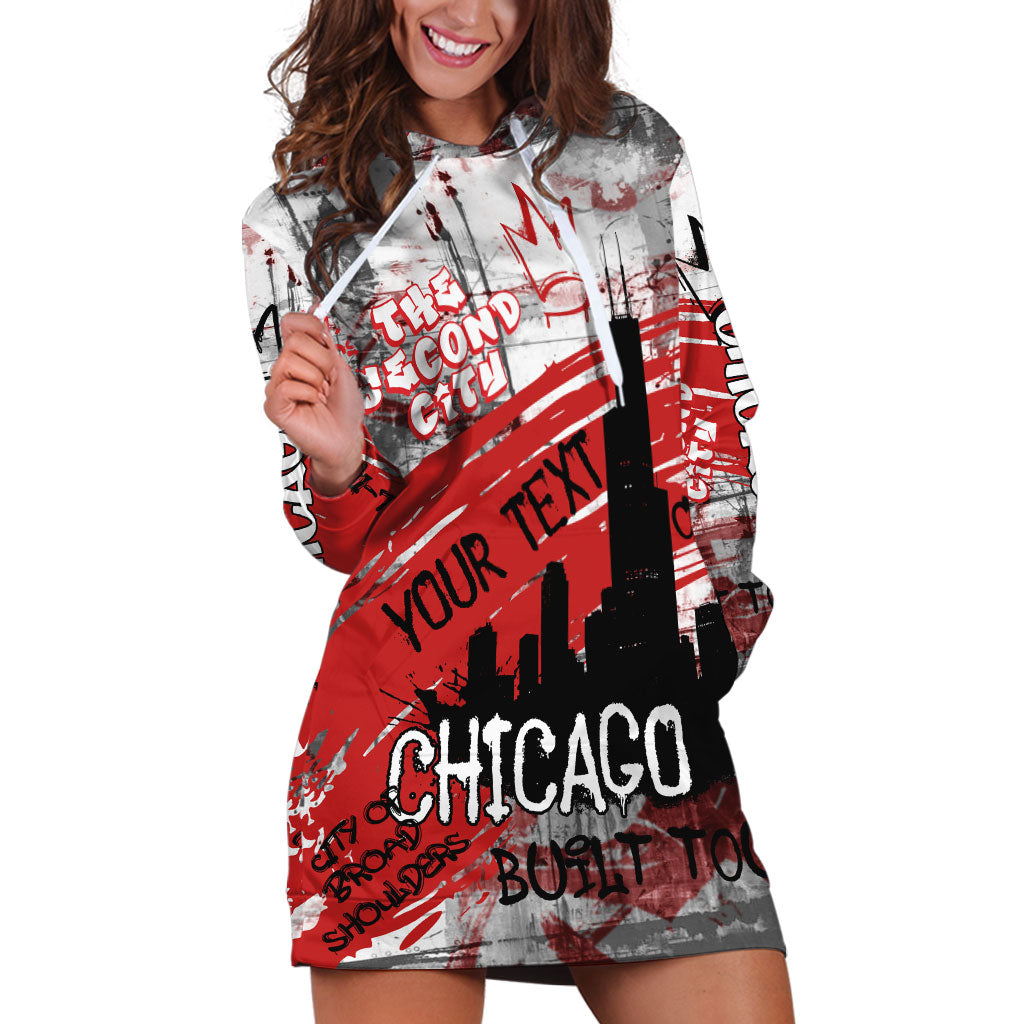Personalized Chicago City Skyline Hoodie Dress Urban Graffiti Street Art - Second City Windy City