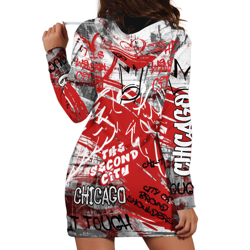 Personalized Chicago City Skyline Hoodie Dress Urban Graffiti Street Art - Second City Windy City