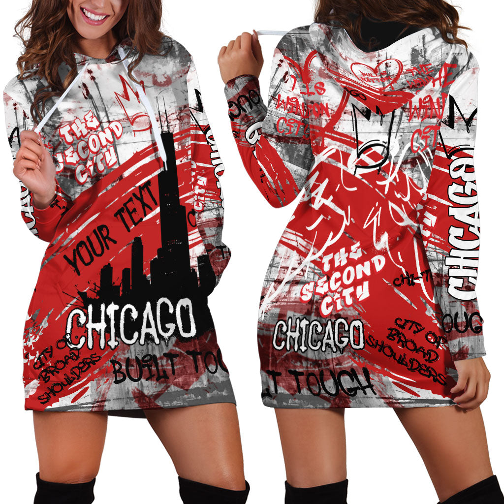 Personalized Chicago City Skyline Hoodie Dress Urban Graffiti Street Art - Second City Windy City
