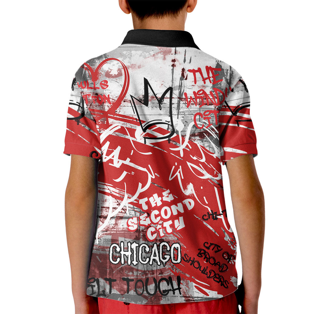 Personalized Chicago City Skyline Kid Polo Shirt Urban Graffiti Street Art - Second City Windy City