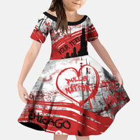 Personalized Chicago City Skyline Kid Short Sleeve Dress Urban Graffiti Street Art - Second City Windy City