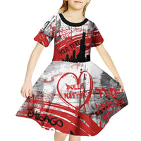 Personalized Chicago City Skyline Kid Short Sleeve Dress Urban Graffiti Street Art - Second City Windy City