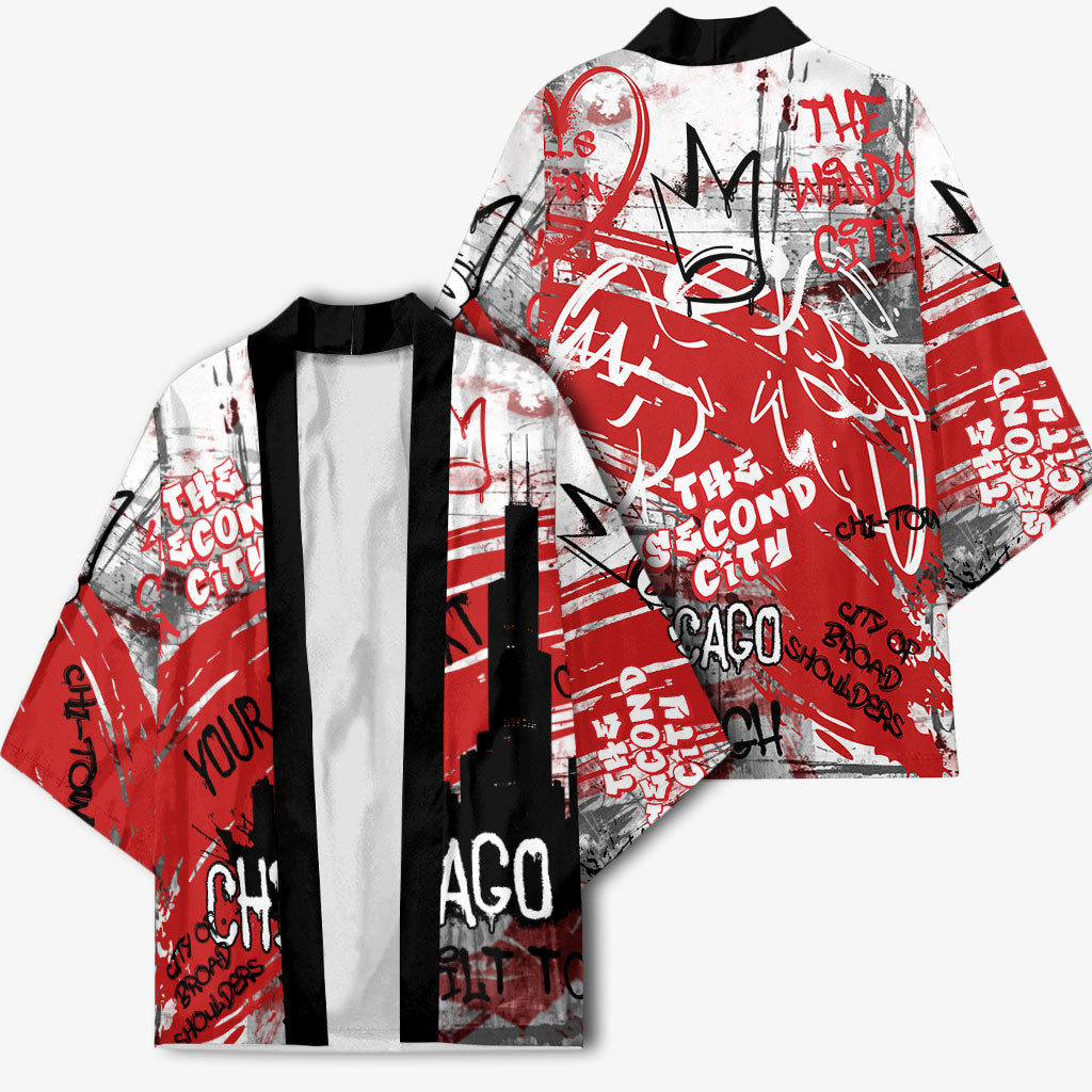 Personalized Chicago City Skyline Kimono Urban Graffiti Street Art - Second City Windy City