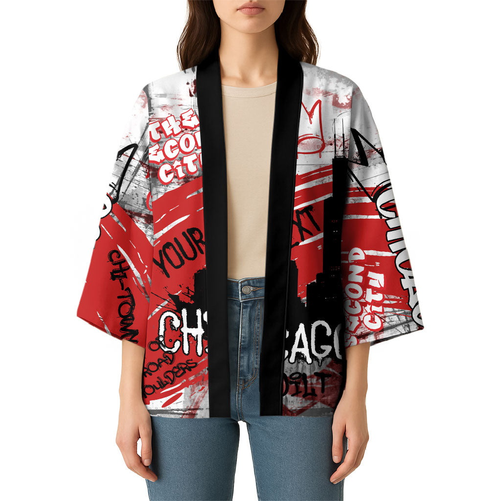 Personalized Chicago City Skyline Kimono Urban Graffiti Street Art - Second City Windy City