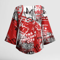 Personalized Chicago City Skyline Kimono Sleeve Blouse Urban Graffiti Street Art - Second City Windy City