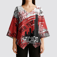 Personalized Chicago City Skyline Kimono Sleeve Blouse Urban Graffiti Street Art - Second City Windy City