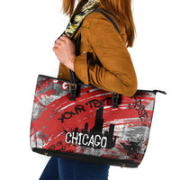 Personalized Chicago City Skyline Leather Tote Bag Urban Graffiti Street Art - Second City Windy City