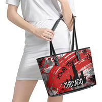Personalized Chicago City Skyline Leather Tote Bag Urban Graffiti Street Art - Second City Windy City
