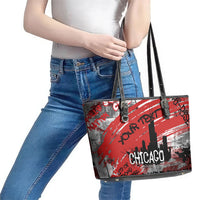 Personalized Chicago City Skyline Leather Tote Bag Urban Graffiti Street Art - Second City Windy City