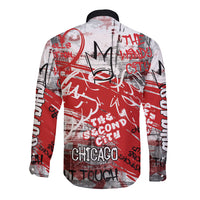 Personalized Chicago City Skyline Long Sleeve Button Shirt Urban Graffiti Street Art - Second City Windy City