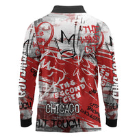 Personalized Chicago City Skyline Long Sleeve Polo Shirt Urban Graffiti Street Art - Second City Windy City