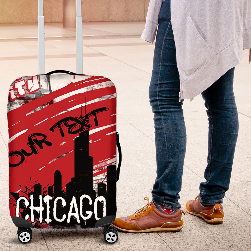 Personalized Chicago City Skyline Luggage Cover Urban Graffiti Street Art - Second City Windy City