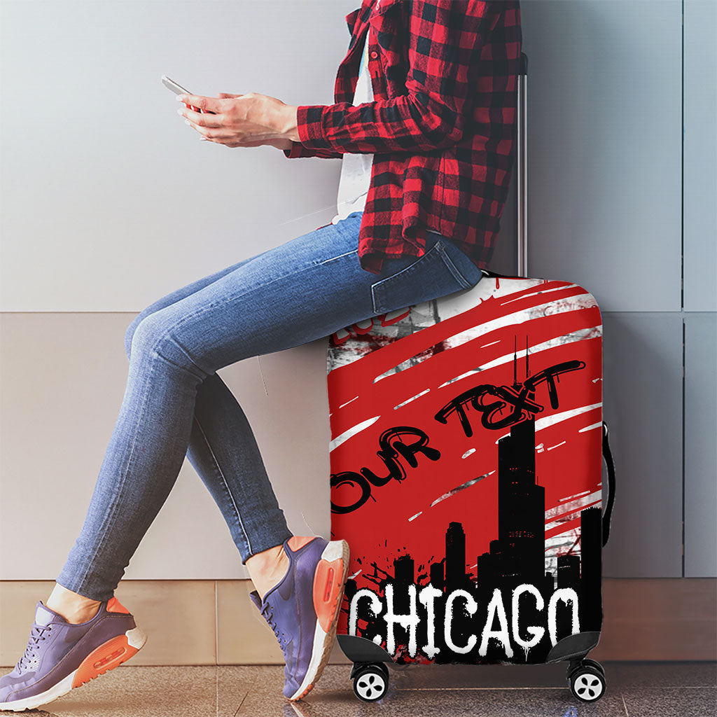 Personalized Chicago City Skyline Luggage Cover Urban Graffiti Street Art - Second City Windy City