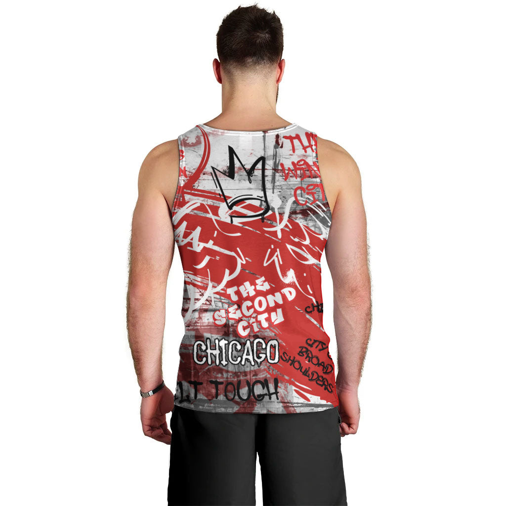 Personalized Chicago City Skyline Men Tank Top Urban Graffiti Street Art - Second City Windy City