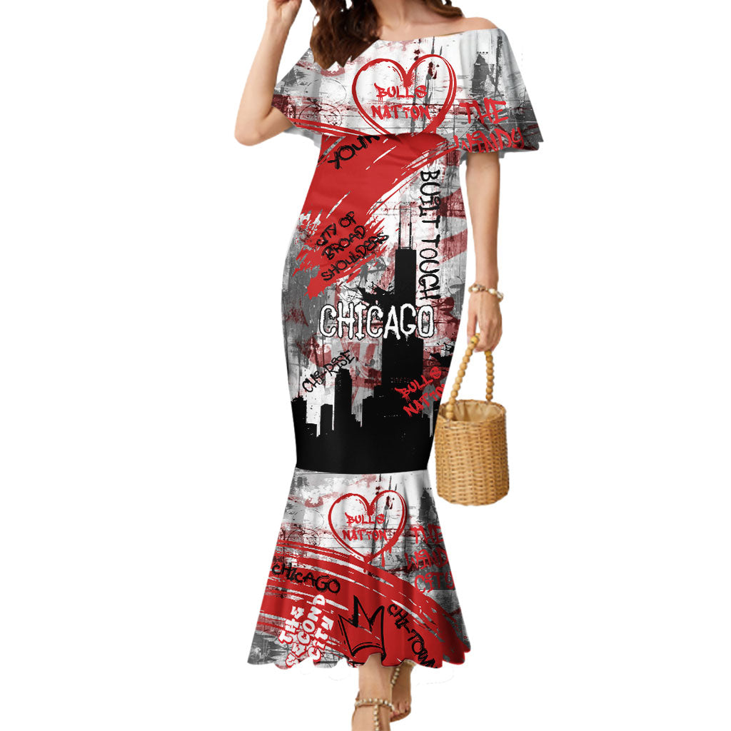 Personalized Chicago City Skyline Mermaid Dress Urban Graffiti Street Art - Second City Windy City