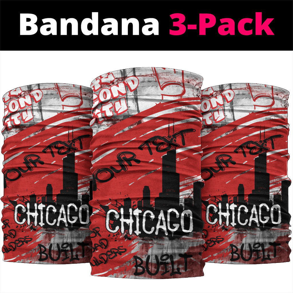 Personalized Chicago City Skyline Neck Gaiter Urban Graffiti Street Art - Second City Windy City