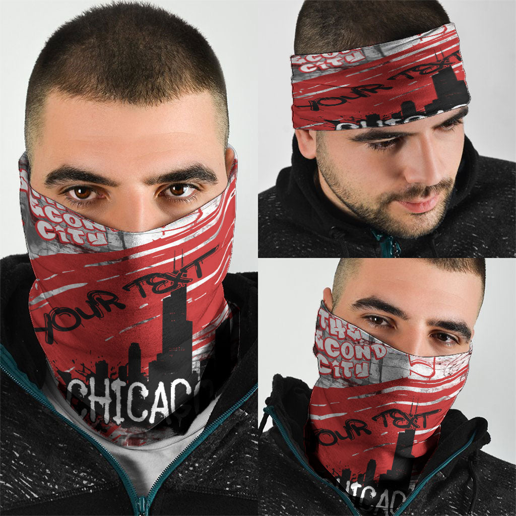 Personalized Chicago City Skyline Neck Gaiter Urban Graffiti Street Art - Second City Windy City