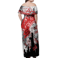 Personalized Chicago City Skyline Off Shoulder Maxi Dress Urban Graffiti Street Art - Second City Windy City