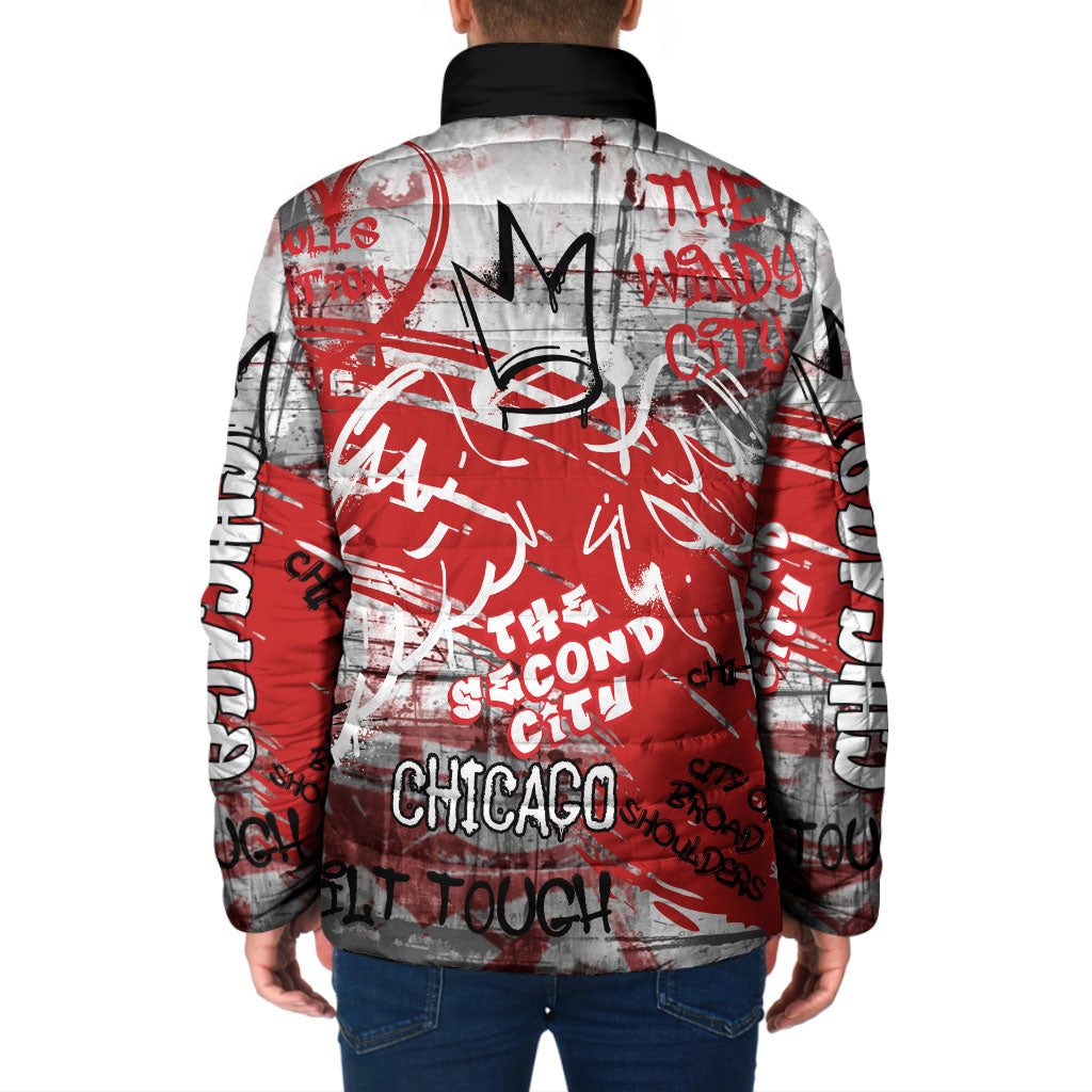 Personalized Chicago City Skyline Padded Jacket Urban Graffiti Street Art - Second City Windy City