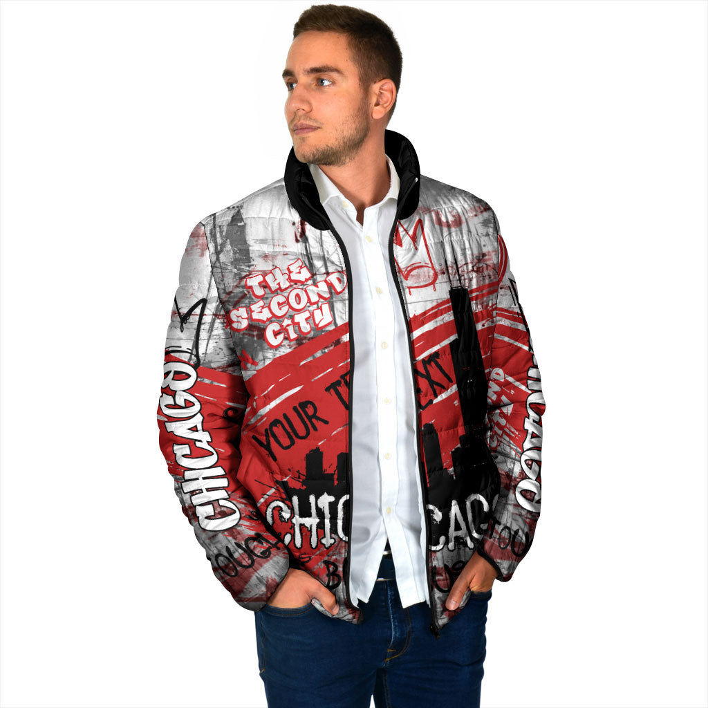 Personalized Chicago City Skyline Padded Jacket Urban Graffiti Street Art - Second City Windy City