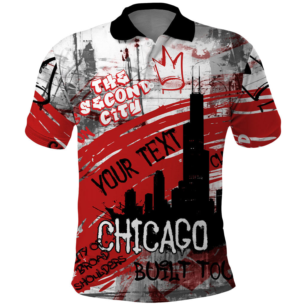 Personalized Chicago City Skyline Polo Shirt Urban Graffiti Street Art - Second City Windy City