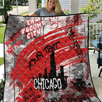 Personalized Chicago City Skyline Quilt Urban Graffiti Street Art - Second City Windy City