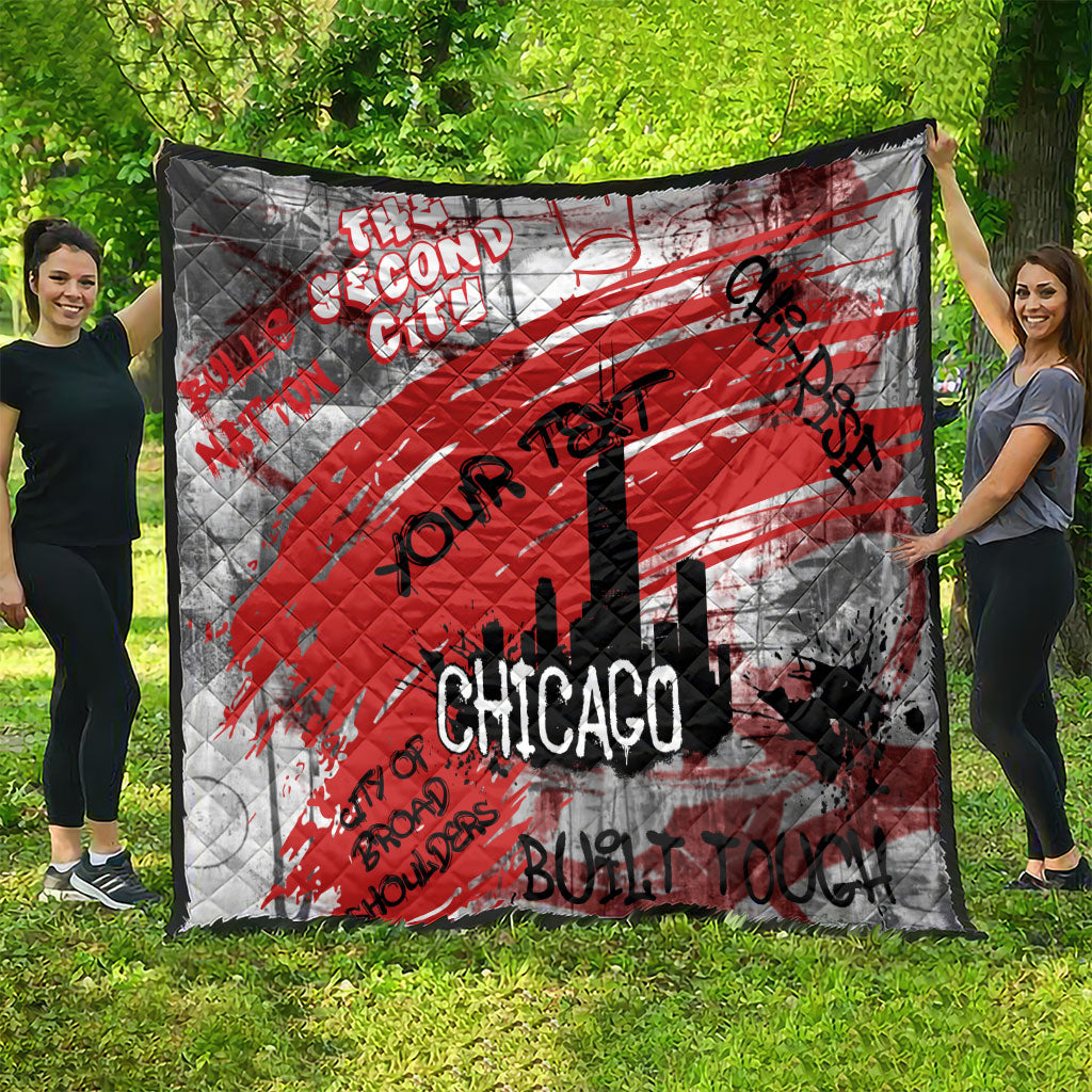 Personalized Chicago City Skyline Quilt Urban Graffiti Street Art - Second City Windy City