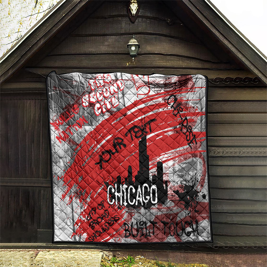Personalized Chicago City Skyline Quilt Urban Graffiti Street Art - Second City Windy City
