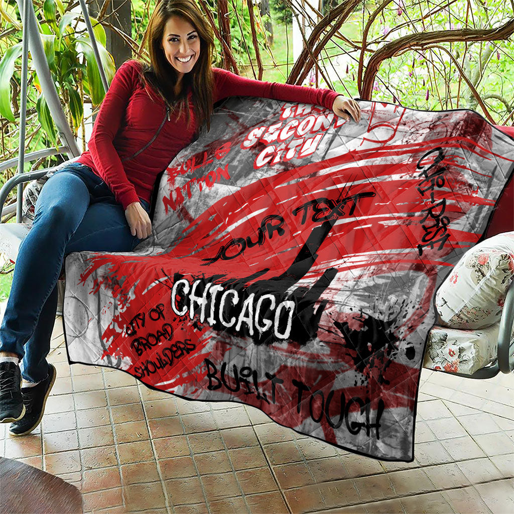 Personalized Chicago City Skyline Quilt Urban Graffiti Street Art - Second City Windy City