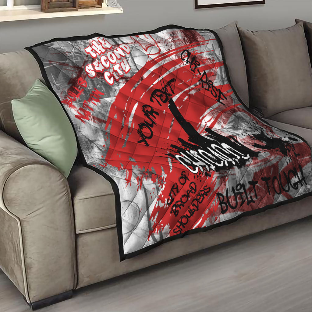 Personalized Chicago City Skyline Quilt Urban Graffiti Street Art - Second City Windy City