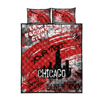Personalized Chicago City Skyline Quilt Bed Set Urban Graffiti Street Art - Second City Windy City
